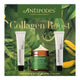 Antipodes Collagen Boost Set, a beauty gift set featuring a full-size award-winning night cream, mini day cream, and mini face mask. Scientifically validated formulations promote plump, nourished, and youthful-looking skin. This anti-ageing, collagen-boosting skincare set includes nourishing ingredients derived from nature. Packaged in a cardboard box.