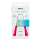 DrTung's Tongue Cleaner, a curved, U-shaped design made of stainless steel designed to remove bacteria on the tongue that causes bad breath. Pink handles.