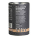 Left side of 300g canister of activated charcoal powder, showing the product description.