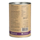 Right view of Eden Healthfoods Super Lean Protein - Cinnamon & Vanilla 400g tin, displaying the ingredients list, serving suggestion, and nutritional information, detailing its blend of organic plant proteins, herbs, and spices, along with usage instructions and key nutritional facts.