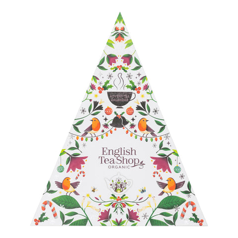 English Tea Shop Advent Calendar, featuring 25 loose leaf tea pyramid bags in 13 unique flavours.