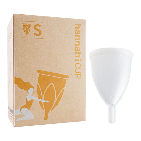 hannahCUP Menstrual Cup in small size, suitable for people with a mid-high cervix and light flow. Made from 100% medical-grade silicone, this cup is non-toxic, BPA-free, and SGS medical device tested.