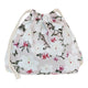 hannah Waterproof Wet Bag to keep your reusable cloth pads organised. Features 2 compartments to separate clean and used pads, a waterproof lining on the inside, and a secure drawstring closure. Pink floral design.