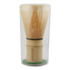 Matcha Maiden Bamboo Matcha Whisk packaged in a clear plastic case, handcrafted from 100% premium natural bamboo. Used to whisk matcha powder to create a rich and creamy texture.