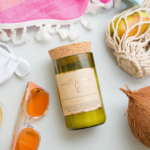 Reclaimed Wine Bottle Soy Wax Candle - Coconut & Lime