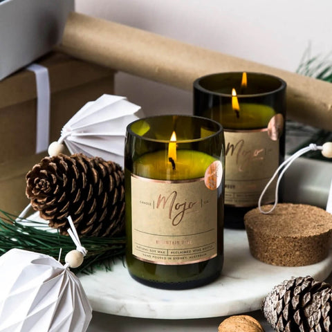 Reclaimed Wine Bottle Soy Wax Candle - Mistletoe & Ivy