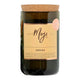 Mojo Candle Co. gardenia scented candle, hand-poured into a reclaimed wine bottle with natural soy wax.