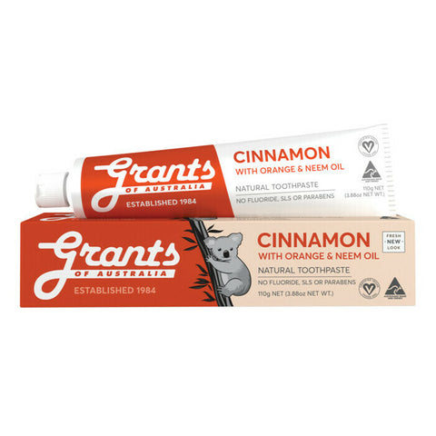 Grants Cinnamon Natural Toothpaste - Fluoride Free 110g