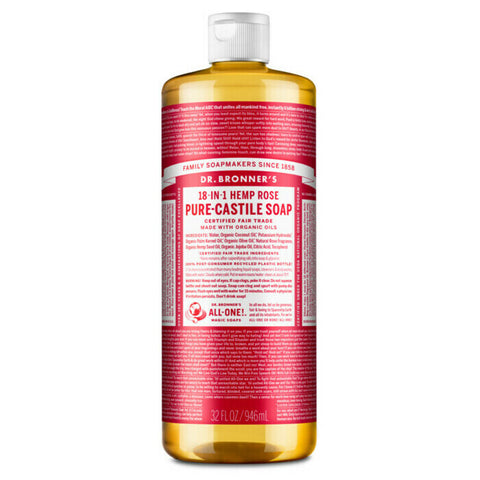 Dr Bronner's 18-In-1 Pure-Castile Soap - Rose 946ml