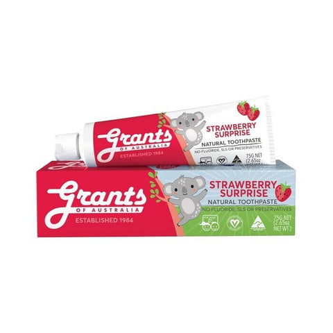 Grants Strawberry Surprise Kids Natural Toothpaste - Fluoride Free 75g