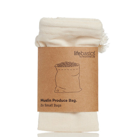 Organic Cotton Muslin Produce Bag Small x 2 pack