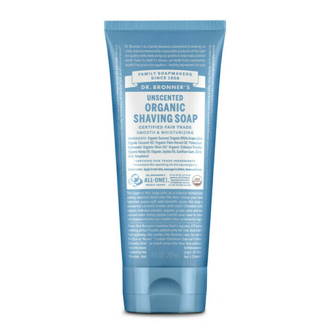 Dr Bronner's Organic Shaving Soap - Unscented 207ml