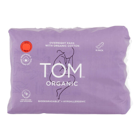 TOM Organic Overnight Pads 8 Pack