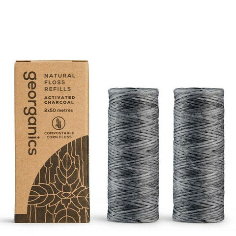 Georganics Natural Floss Charcoal Refill Peppermint 2 x 50M