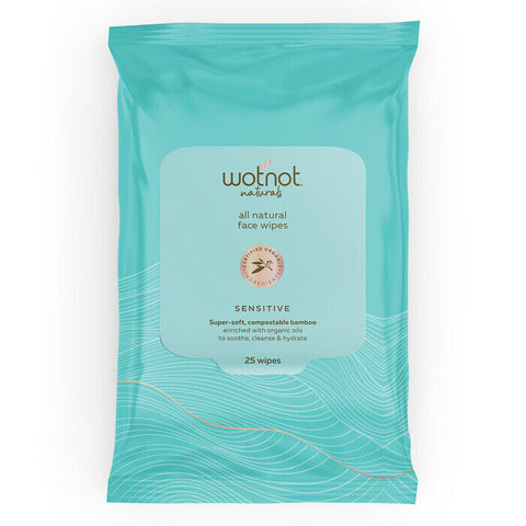 Wotnot All Natural Face Wipes - Sensitive 25 Wipes