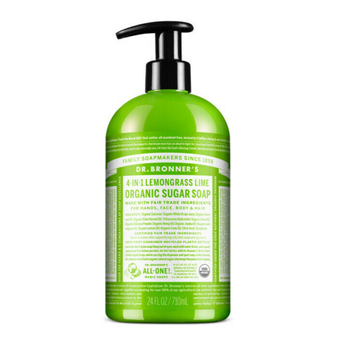 Dr Bronner's 4-In-1 Organic Sugar Soap - Lemongrass Lime 710ml