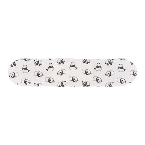 PATCH Kids Bamboo Bandage, made of organically sourced and mechanically-pulped bamboo fabric with a double layered pad. The bandage is white with a panda pattern.