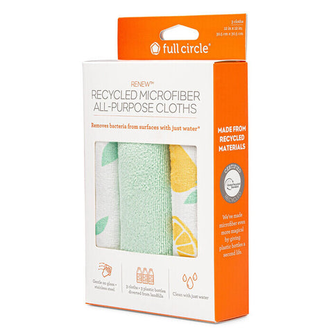 Full Circle Renew All Purpose Microfibre Cloths Citrus 3 Pack