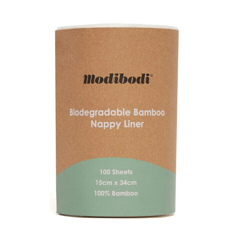 Modibodi Biodegradable Bamboo Nappy Liner -  White 100 sheets