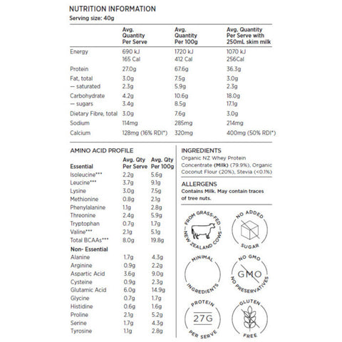 Inca Organics Whey + Coconut Protein Powder