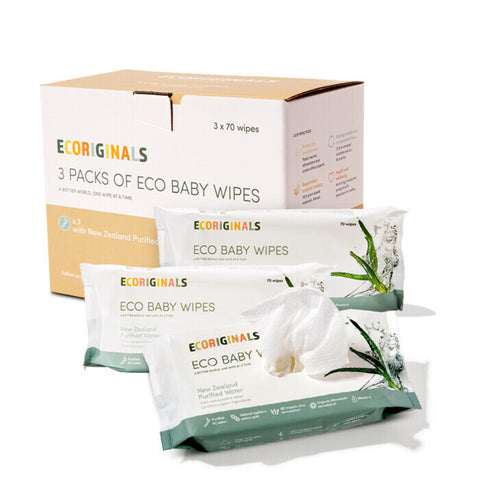 Ecoriginals Plant Based New Zealand Water Wipes 3 Pack