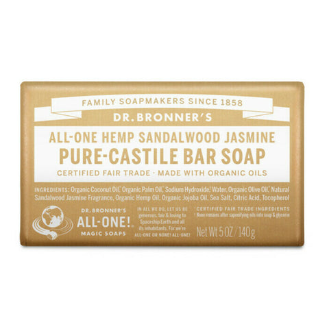 Dr Bronner's Pure-Castile Bar Soap - Jasmine & Sandalwood 140g