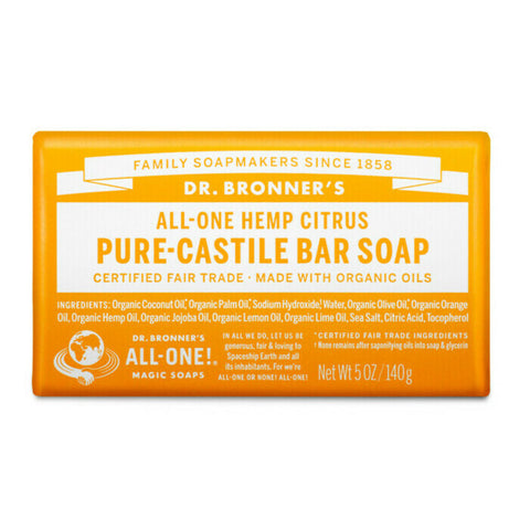 Dr Bronner's Pure-Castile Bar Soap - Citrus Orange 140g