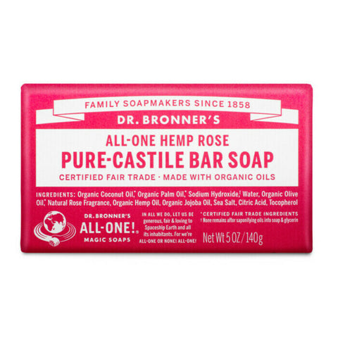 Dr Bronner's Pure-Castile Bar Soap - Rose 140g