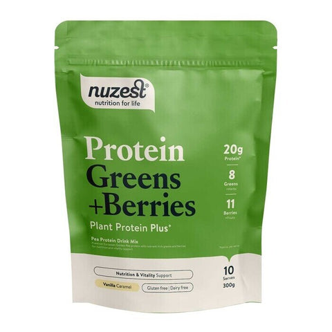 Nuzest Protein Greens + Berries Vanilla Caramel 300g