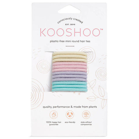 Kooshoo Plastic Free Mini Round Hair Ties  - Pastel 12 pack