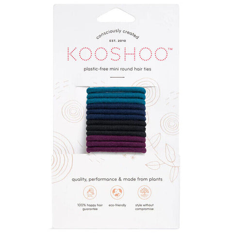 Kooshoo Plastic Free Mini Round Hair Ties - Dark Hues 12 Pack