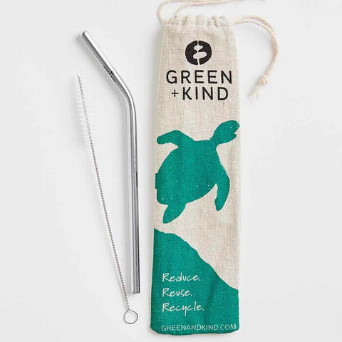 Green + Kind Stainless Steel Bent Straw - Single Straw 1 Pack