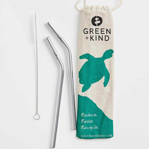 Green + Kind Stainless Steel Bent Straws - 2 Pack 2 Pack