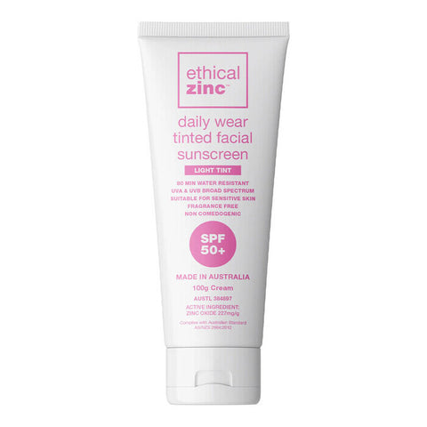 Ethical Zinc Daily Wear Tinted Facial Sunscreen SPF50+ - Light Tint 100g