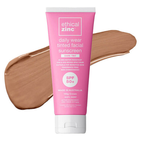 Ethical Zinc Daily Wear Tinted Facial Sunscreen SPF50+ - Dark Tint