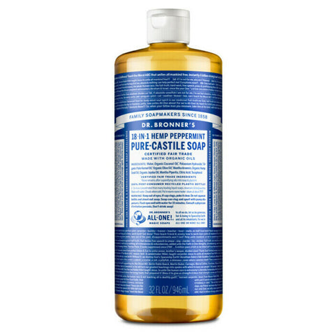 Dr Bronner's 18-In-1 Pure-Castile Soap - Peppermint 946ml