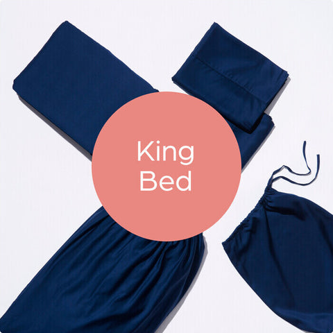 Life Basics Eco Bamboo Sheet & Pillow Set - Navy Navy King Size Set