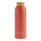 600ml stainless steel, double-walled waterdrop Thermo Steel drink bottle in a matte orange colour with a bamboo cap.