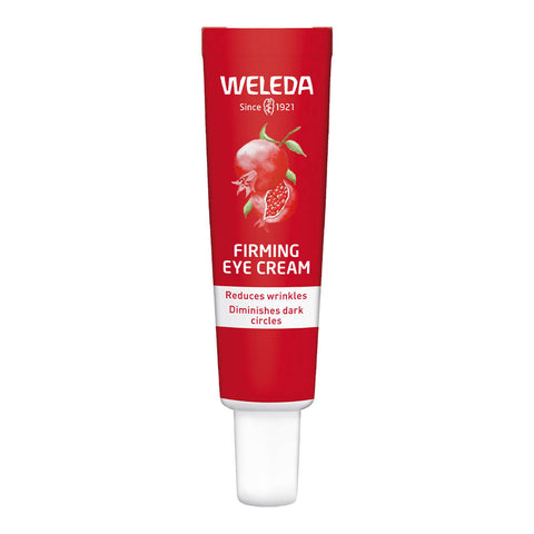 12ml tube of Weleda Firming Eye Cream with Pomegranate & Maca Peptides, a soothing, invigorating formula packed with antioxidants and peptides, for visibly firmer skin around the eyes.