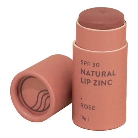 10g stick of Winki Zinc's Tinted Lip Zinc, a mineral-based lip balm designed to heal and protect your lips from the sun while adding a hint of natural colour. Shade Rose, a beautiful, neutral brown/pink (medium pigment).